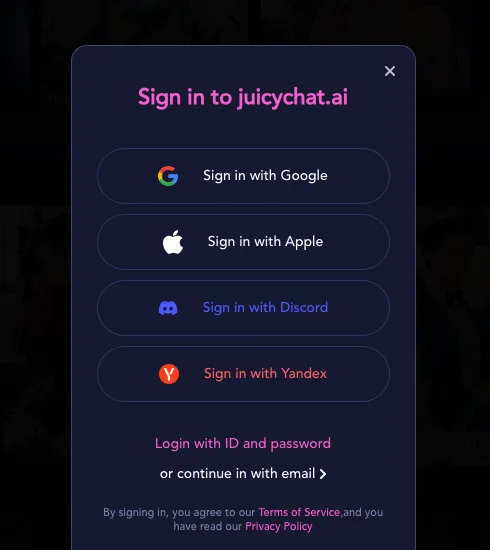 JuicyChat AI — Sign In Help